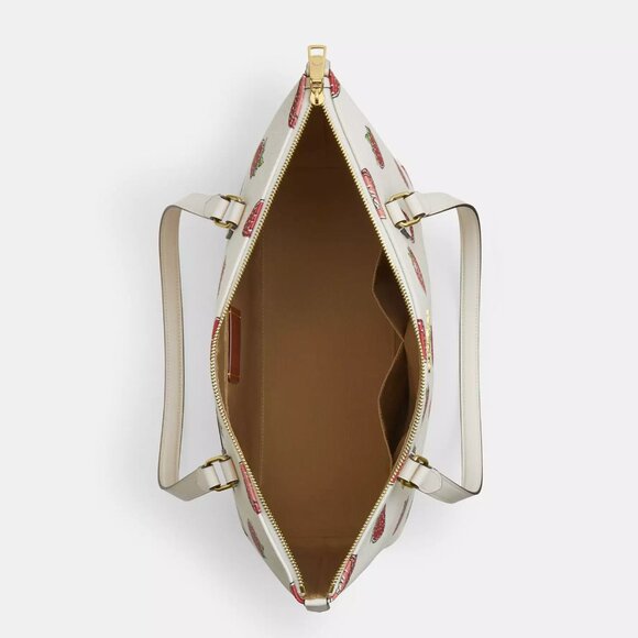 NWT Coach CAR34 Strawberry Print Gallery Tote Bag Coated Canvas & Leather - Picture 9 of 9